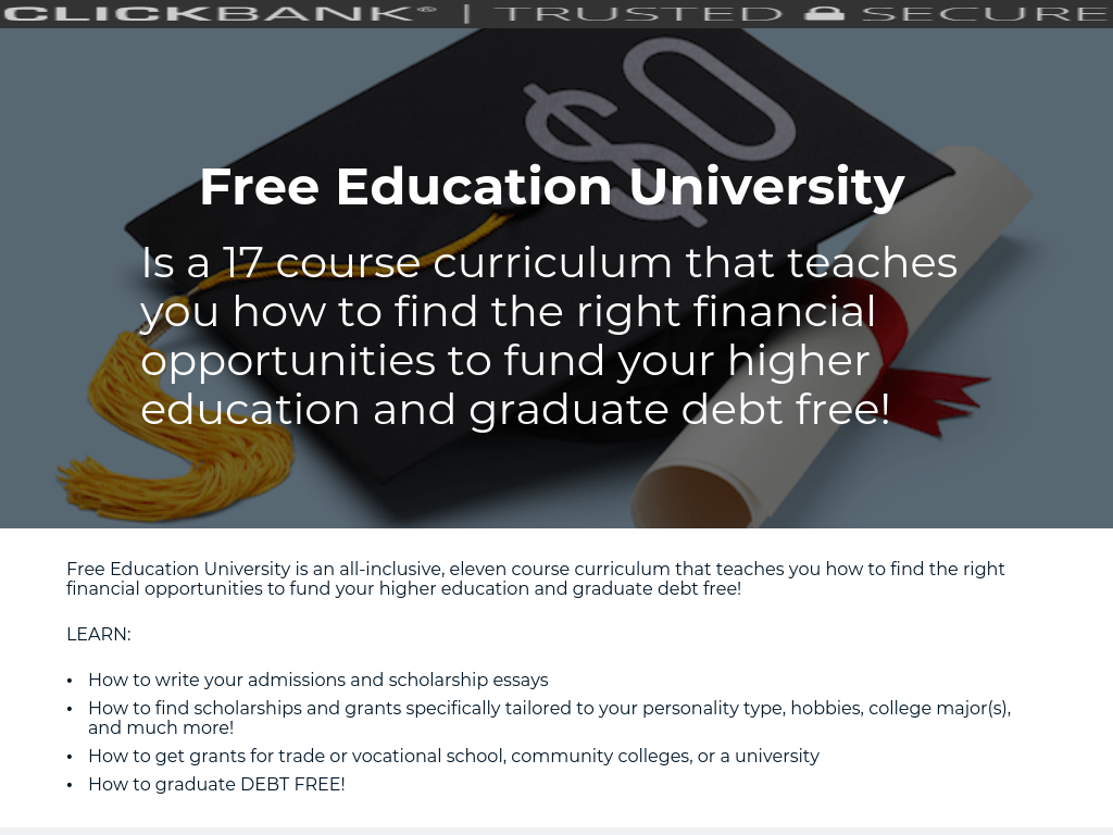 ClickBank - Free Education University Sales Page