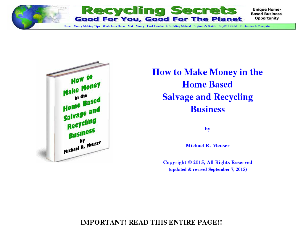 How to Make Money in the Home Based Salvage and Recycling Business